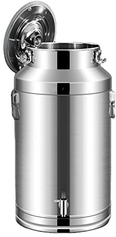 5L/14L Seal Milk Transport Can Stainless Steel Milk Bucket Wine Pail Barrel with Faucet Spigot - Water Tote Jug Liquid Container Tea Canister Dairy Pot (14L)