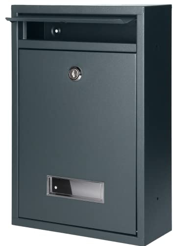 Miratic Buzon Exterior Buzon Correos de Acero Inoxidable con Placa de Identificación y Llave (Antracita)