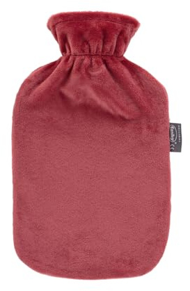 Fashy Bolsa de agua caliente con funda de flojel, 2 l, color rojo