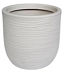 VASAR ITALIAN GARDEN DESIGN Vaso da fiori shabby bianco perla, diametro 35 cm, per giardino, balcone, esterno, per tutte le piante, in plastica riciclata, moderno vaso per piante da appartamento