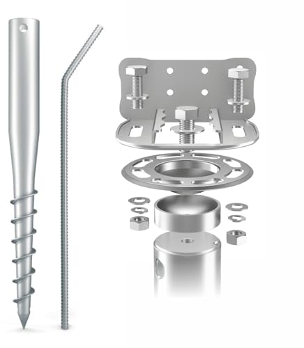 Maxerio NEU 100 cm 2er Base-Set TILT Schraubfundamente inkl. Konsole (feuerverzinkt); Ø 60 x 2; M12