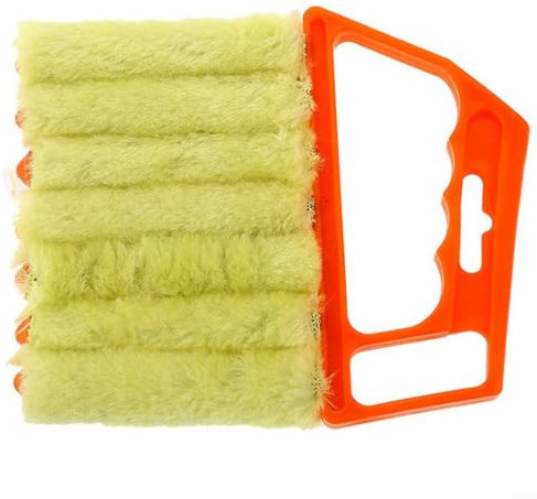 HEIBTENY Mini pulitore per tapparelle, spazzola per tende in microfibra, aria condizionata, spolverino, pulitore sporco (arancione)