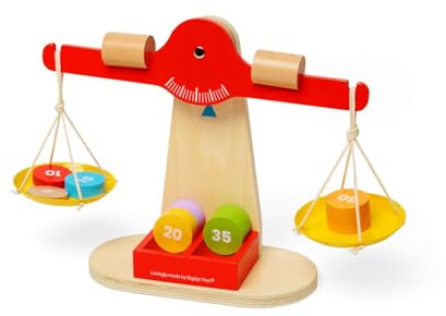 Bigjigs Toys Balancing Scales - Wooden Balance Game, Early Learning Resources For Children, Kids Math Games, Sustainably Made Maths & Science Toy, Age 1+ Years Old