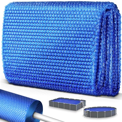 tillvex Cobertor Solar para Piscinas Redonda & Rectangular | Espesor de la lámina Solar 120 µm | La Cubierta Solar se Puede Cortar a Medida (Ø 500 cm, Azul)