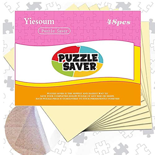 ZELAITE 48 Pièces Colle pour Puzzle, Feuilles d'Autocollants Jigsaw Puzzle, de Stickers Adhésifs, Puzzle Saver, Feuilles adhésives pour Puzzles Accessoire (48)