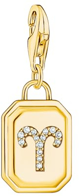 THOMAS SABO Charm-Anhänger Sternzeichen Widder mit Steinen vergoldet 925 Sterlingsilber, 750 Gelbgold Vergoldung