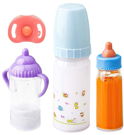 3 Biberones De Leche para Amamantar - Biberones para Muñecas | Biberones De Leche Y Jugo Que Desaparecen, Juego De Juguetes para Alimentar A Muñecas con Chupete para Regalo De Cumpleaños De Navidad