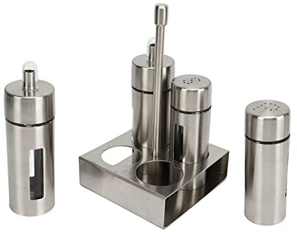ZPSHYD Oil Salt Cruet Set, 304 Stainl Steel Vinegar Bottle and Pepper Shaker, Includes Base Stand for Kitchen and Restaurant, Spice Dispenser Bottles