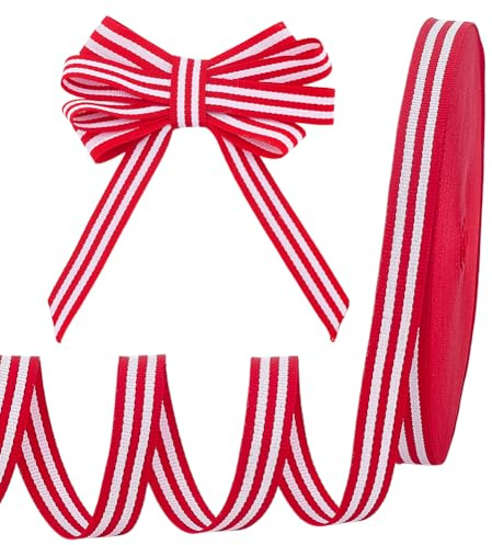 PH PandaHall 45.7m Nastro A Righe Rosse e Bianche 15mm Nastro In Grosgrain Nastri a Strisce Tessuto Nastri Artigianale per Ghirlande Confezioni Regalo Decorazioni Feste Matrimoni Artigianato Fai Da Te