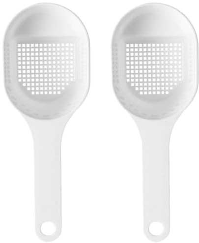 Gatuida Lot de 2 Cuillères à Pâtisserie en Plastique Blanc Saupoudreuses de Farine Mailles Fines Ustensiles Cuisine Légers pour Cuisson et Pâtisserie Passoires à Farine Pratiques et