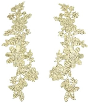 PVUVTNAHW 1 par Blommor Spets Dans Balett Kostymer Klänning Dekor Sömnad Hantverk Applikationslapp DA110(Beige)