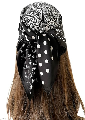 Traziewell Silk Scarf for Women UK Badana Square Scarves Multipurpose Fashion Printed Ladies Small Satin Scarfs 76
