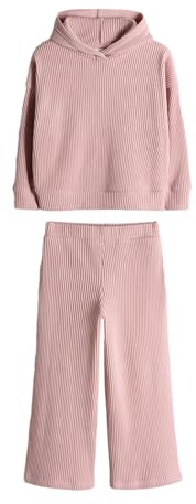 THE SET Fille Ensemble sweat à capuche décontracté, doux et côtelé | Coupe standard