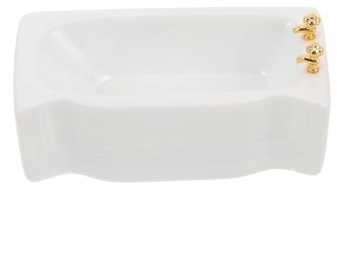 Hilai Mini Badkar, 1:12 Keramik Dockhus Badkar för Docka Badrum, Samlarobjekt & Kreativ dekor, Vit