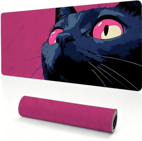 Musmatta 600 x 400 x 4 mm, vattentät och halkfri, rosa katt 0 x 0-146 | Halkfri vattentät med sydda kanter för gamer, dator, bärbar förbättrar noggrannhet och hastighet