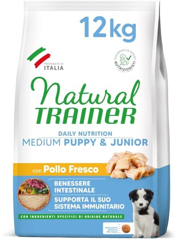 Natural Trainer Medium Cibo per Cani Puppy&Junior con Pollo - 12kg