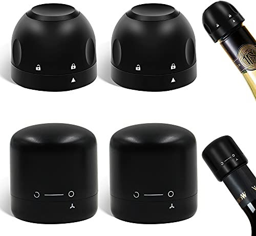 Senbos 4 Pezzi Tappi Bottiglia Vino, Riutilizzabile Tappo Bottiglia Vino e Champagne, Tappi Bottiglia in Silicone Mantieni Vino Fresco, Miglior Regalo per Gli Amanti del Vino e dello Vhampagne