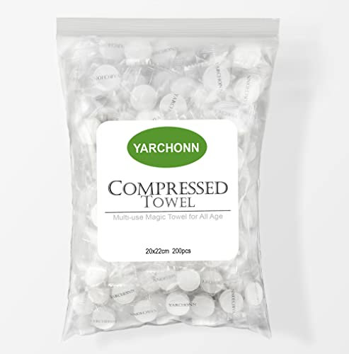 Yarchonn 200 Stück Gesichtshandtuch Münzgröße komprimierte Handtücher tragbar kompakt Einweg praktisch für Outdoor, Wandern, Camping, Reisen oder Heimtücher