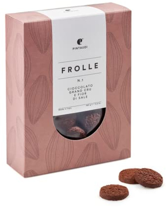 Pintaudi | Frolle Cioccolato e Fior di Sale | Biscotti al Cioccolato Grand Cru | Frollini in Sacchetto al Fior di Sale - 160 Gr | Frolle Dolci e Salate al Cioccolato