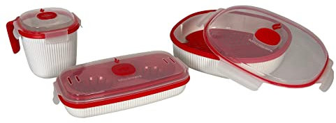 Snips - Microwave Frischhaltedosen Set 3, Mikrowelle Vorratsdosen mit Deckel - Dampfgarer für Mikrowelle 2L, Eierkocher und Suppentasse Tasse Mug Mikrowellenschüssel, Mikrowellenbehälter Made in Italy