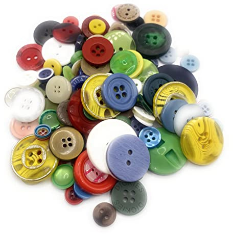 KnitForLess 100 Pcs Assorted Buttons for Sewing Round Multi Coloured Craft Buttons Mixed Colorful Resin Buttons for Art Crafts Kids Decorative DIY 5mm-35mm