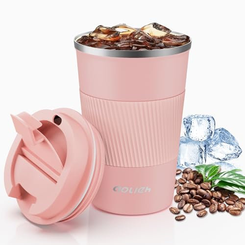 Aolieh Tasse isotherme, tasse à café avec couvercle anti-fuite, gobelet isotherme, tasse de voyage en acier inoxydable, tasse à café à emporter pour eau chaude et froide, café, thé