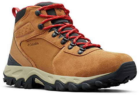 Columbia Mens Newton Ridge Plus II Suede Waterproof, Elk/Mountain Red, 13 Wide