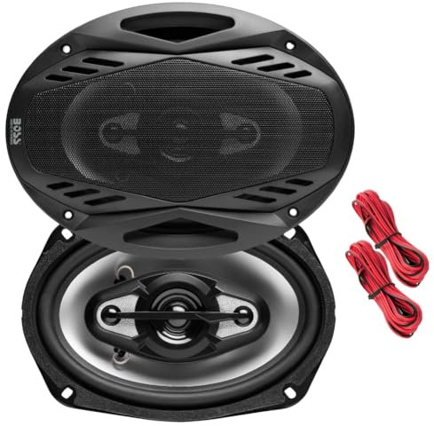 Set pour Boss Audio Systems NX694 2 Enceintes coaxiales 4 Voies 6 x 9, 15,2 x 22,9 cm, 400 Watts rms 800 Watts Max, pour Voiture, la Paire + grilles et câbles d'installation offerts