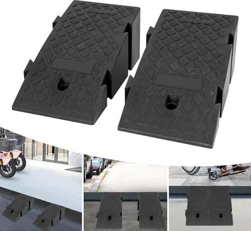 Rampe di accesso in plastica, confezione da 2, rampa per auto stabile, rampe per garage, rampa per auto con altezza di sollevamento 19 cm, rampa per pneumatici per cambio olio, sollevatore per auto
