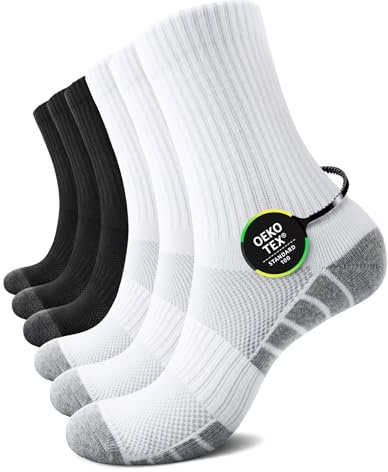 TUUHAW Chaussettes Homme 43-46 Blanche Chaussettes de Sport Homme 43-46 Noir Chaussette de Tennis Golf Chaussette de Course Running Cyclisme Trekking