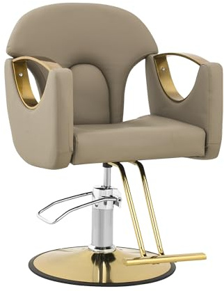 physa Poltrona da parrucchiere con poggiapiedi 53-64 cm 180 kg Beige Poltrona da parrucchiere Sedia da parrucchiere Poltrone per parrucchieri