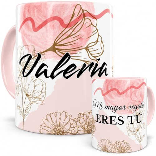 Taza Personalizada Nombre Mujer Regalo Original Mama Enamorados Diseño Exclusivo Minimalista Café Té Apta Microondas Regalos dia de la madre Elegantes Familiares Desayuno Rosa