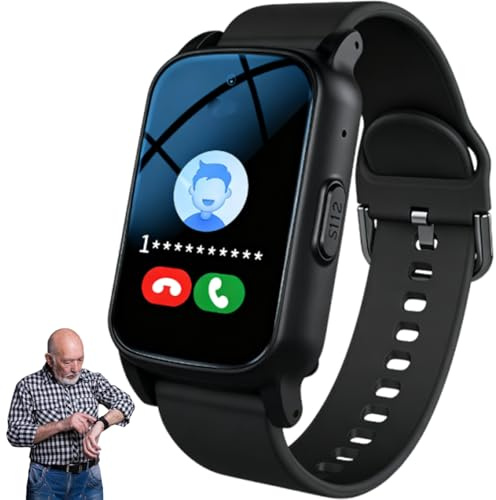 Senior Fall Detection Smart Watch with Sos Call & GPS, Elderly Safety Watch for Men Women, Emergency Alert Bracelet for Thanksgiving, Halloween, Christmas, New Year's Day (Black)