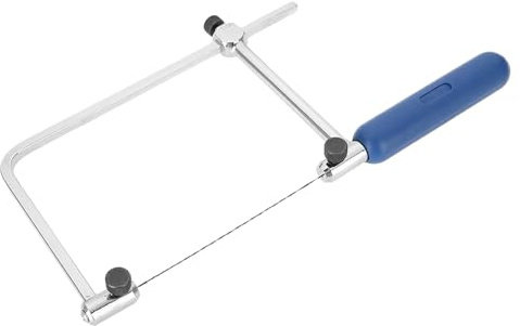 SIXRUN Scie à Chantourner Réglable, Scie à Main en Acier à Haute Teneur en Carbone avec 6 Lames pour le Travail du Bois, la Fabrication de Bijoux, la Coupe du Métal et du Plastique, l'artisanat