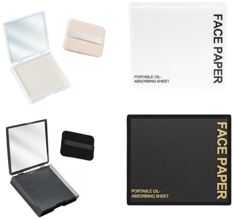 Reccisokz 2 Pieces Counts Oil Blotting Papers,Oil Blotting Sheets For Face, Blotting Paper For Oily Skin WIth Glossy Mirror Case