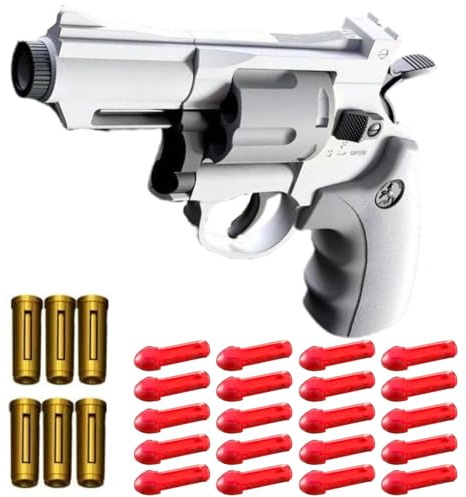 18pcs Foam Gun Set, Revolver Gift Pistol, Comes with Soft Bullets and Shells, Safe Realistic Foam Gun Model Revolver, suitable as a birthday gift for Teenagers(gray)