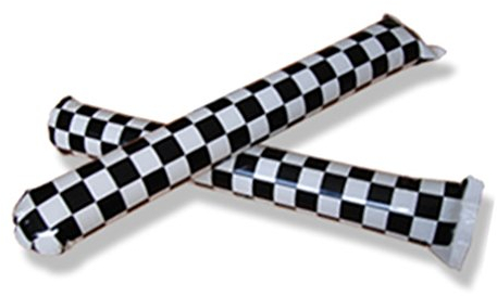 1 Paar (2 Stück) Airsticks/Klatschstangen/Lärmschläger Ziel Start AUTORENNEN karo kariert schwarz weiß (Lärm-Schläger - Applaus-Schlauch - Bäng Bäng/BängBäng - Pong Pong/PongPong)
