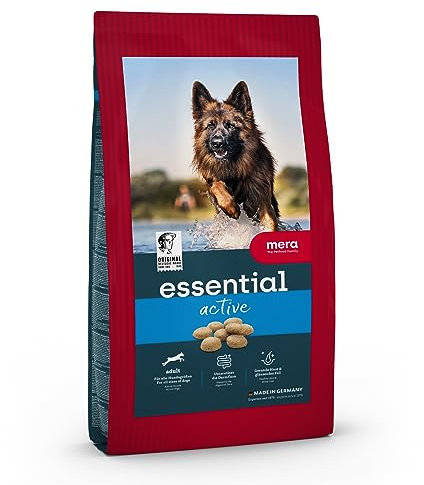 MERA Essential Active, Hundefutter trocken für aktive Hunde, Trockenfutter mit Geflügel, gesundes Futter für sportliche Hunde, mit Omega-3 und Omega-6 für Haut und Fell (12,5kg)