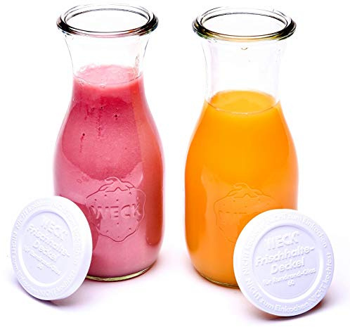 Weck Juice Jar - (2) 764 1/2-Liter jar with Rubber Rings, Steel Clamps, Glass Lids, & Keep Fresh Lids