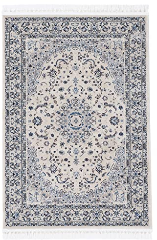 carpetfine Orientteppich Nain Diane Beige 240x340 cm | Tradtioneller Teppich für Schlaf- und Wohnzimmer