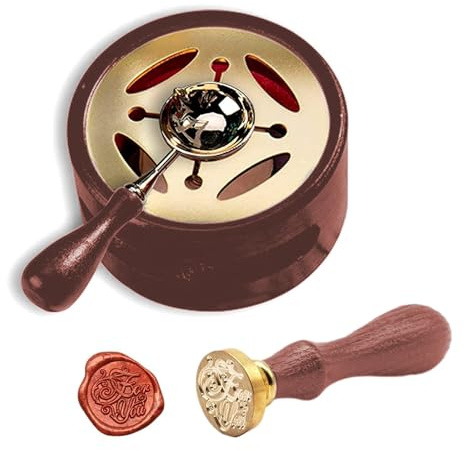 Calentador de Sellos de Cera, Horno de Fusión, Herramienta de Sello de Cera, Sellos de Lacre Horno Para Derretir Palos de Cera o Sellar Cuentas de Cera (Marrón Rojizo)