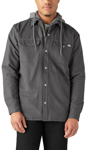 Dickies Fleece Hooded Duck Shirt Jacket with DWR, SLATE, 4X