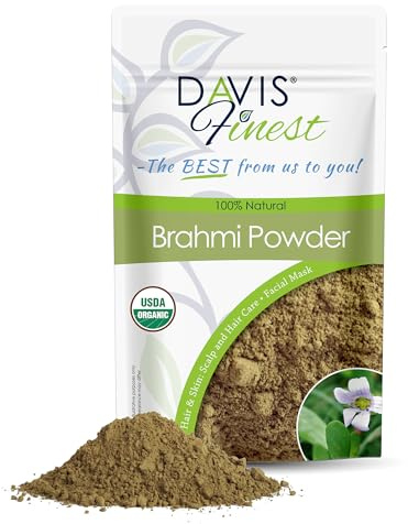 Davis Finest Organic Brahmi Powder 250g, Ayurvedic, Hair Growth, Dry Scalp, Damaged Thinning Hair, Reduce Split Ends, Hair Fall & Hair Breakage