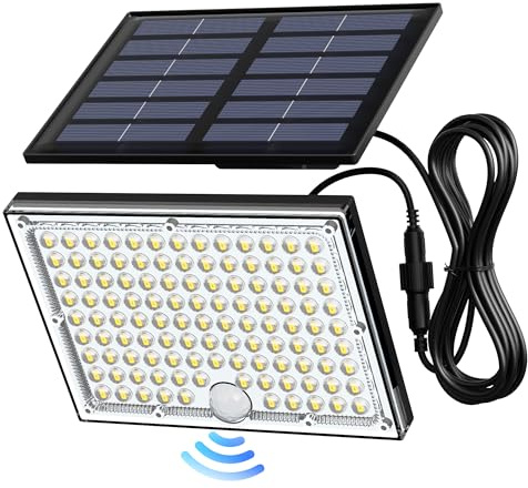 JACKYLED Solar Lights Outdoor with Motion Sensor, 113LED Cool White Solar Flood Lights, Waterproof Dusk to Dawn Solar Powered Security Spot Lights for Porch Patio Yard Garage, 1 Pack