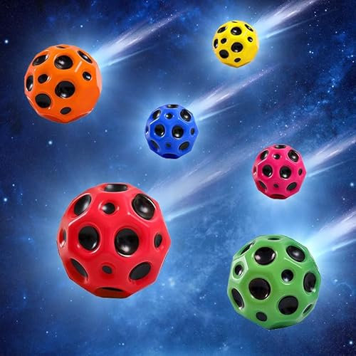 songyea 6 Stück Moon Ball, Hohe Sprünge Gummiball Space Ball Moonball,Planeten Hüpfbälle, 7 cm Flunkyball Bounce Ball Bouncing Ball für Kinder, Hohe Bounce-Loch-Ball Mondball Lavaball (A)