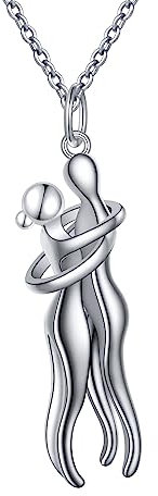 Flyow Umarmung Paar Halskette 925 Sterling Silber Umarmungs-Halskette Geschenke zum Jahrestag Für Sie und Ihn Herren Damen