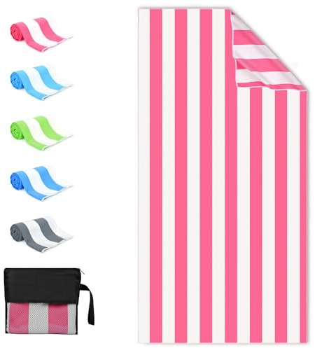 Sarsumir Strandtuch 90x180cm Mikrofaser Handtuch Schnelltrocknend Microfaser Handtücher Damen Herren Strandhandtuch Badetuch Strandlaken Handtuch für Fitness Gym Sport Yoga, Rosa