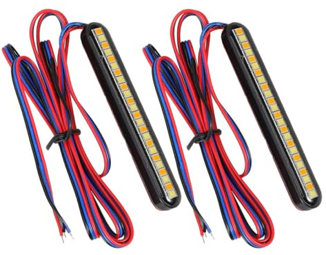 SEWOART Clignotants à Led Pour Motocyclette 2 Pièces Éclairage De Plaque D'immatriculation Double Couleur Blanc Et Jaune Lumineux Étanche Dynamique Sécurité Nuit Pour Motard