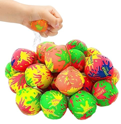 Reusable Water Balloons – 30Pcs Soft Water Bomb Balls, Absorbent Splash Balls for Kids & Adults, Mini Water Balloons for Kids Outdoor Games, Pool & Beach Party Favors for Summer Water Fights