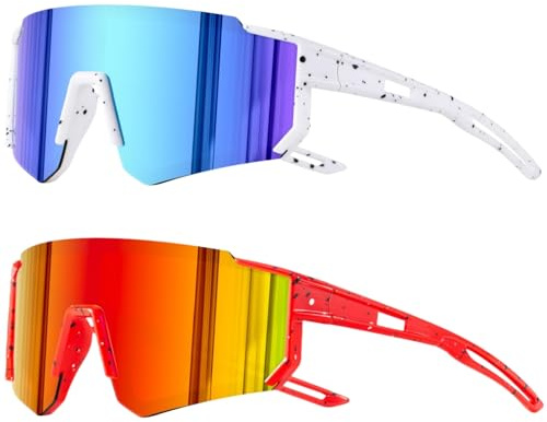 Beread Lot de 2 lunettes de soleil polarisées pour enfants - Protection UV400 - Pour garçons et filles - Pour cyclisme, course à pied (B)